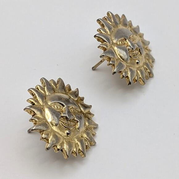 Vintage Rhygold Birth Gramm Celestial Whimsigoth Sun Swiss Earring Studs - Picture 2 of 5